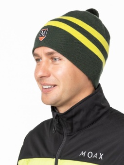 Шапка MOAX TRADITION SPORT STRIPE, олива/лайм  